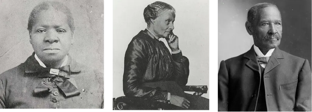 Historic portraits of three African American individuals.