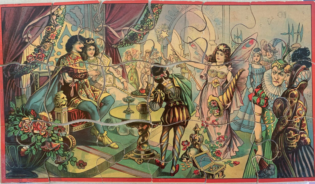 Vintage fairy tale illustration with royalty and fairies.