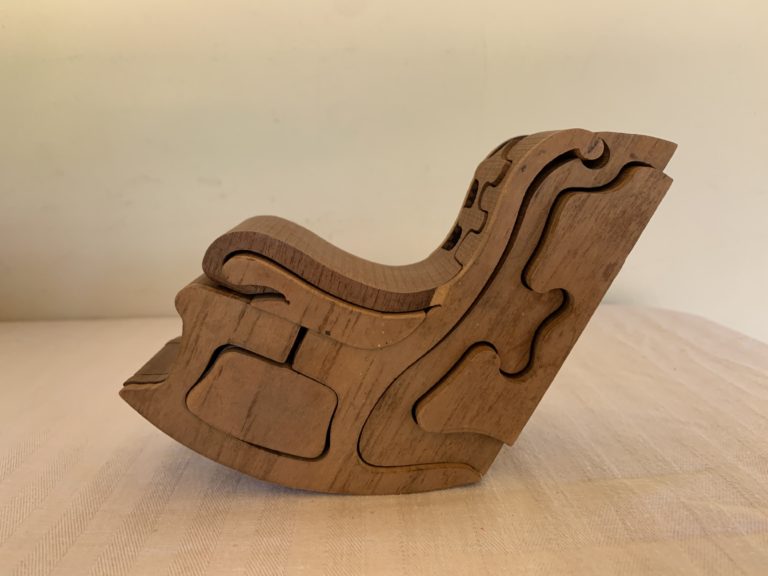 Wooden rocking chair puzzle box