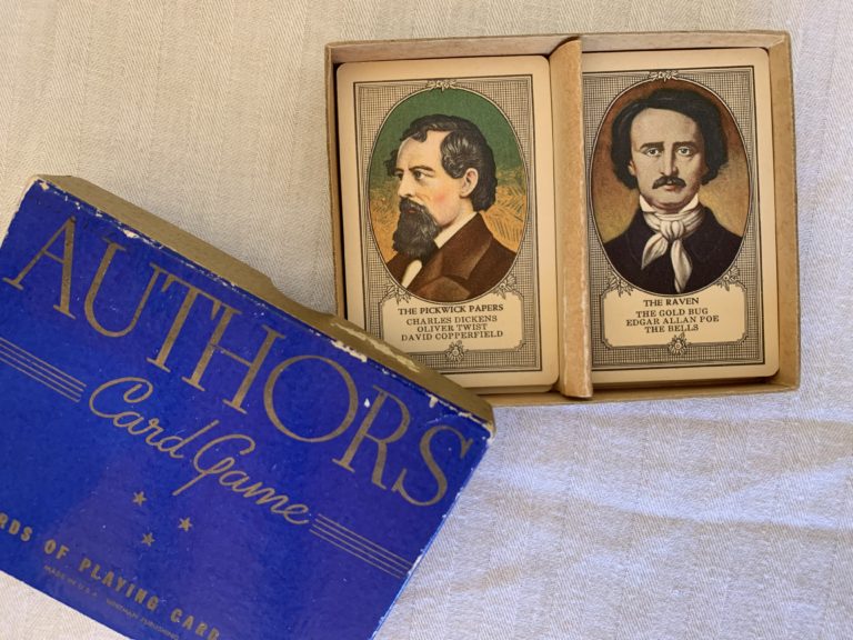 Authors card game with literary figures.
