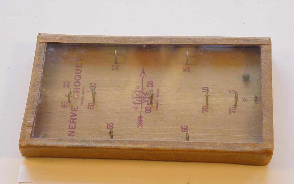 Vintage nerve croquet board game display