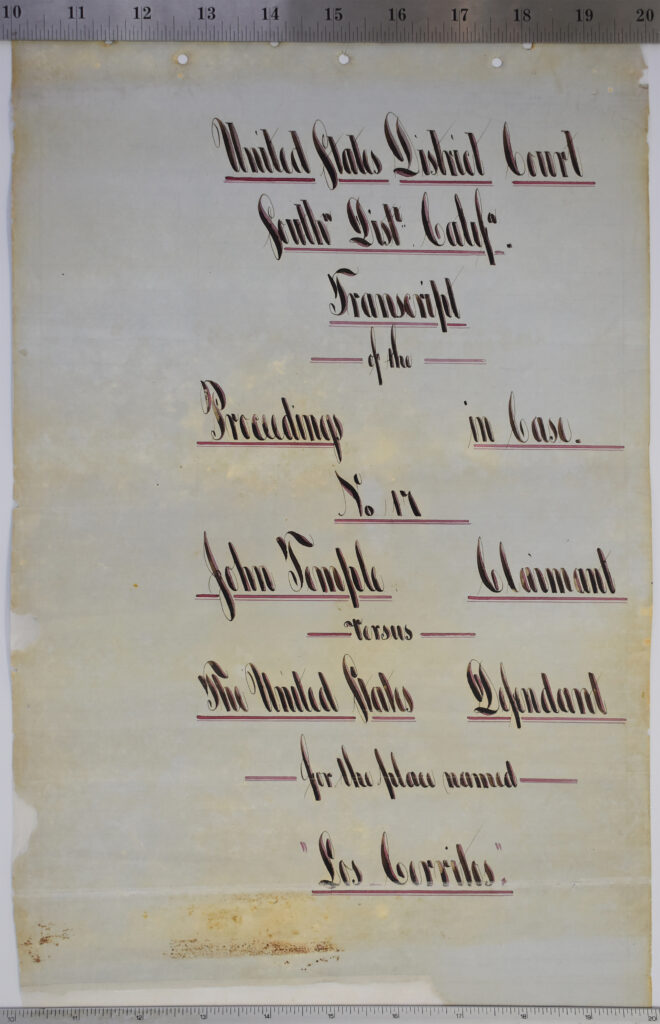 Historic court document for Los Cerritos case.